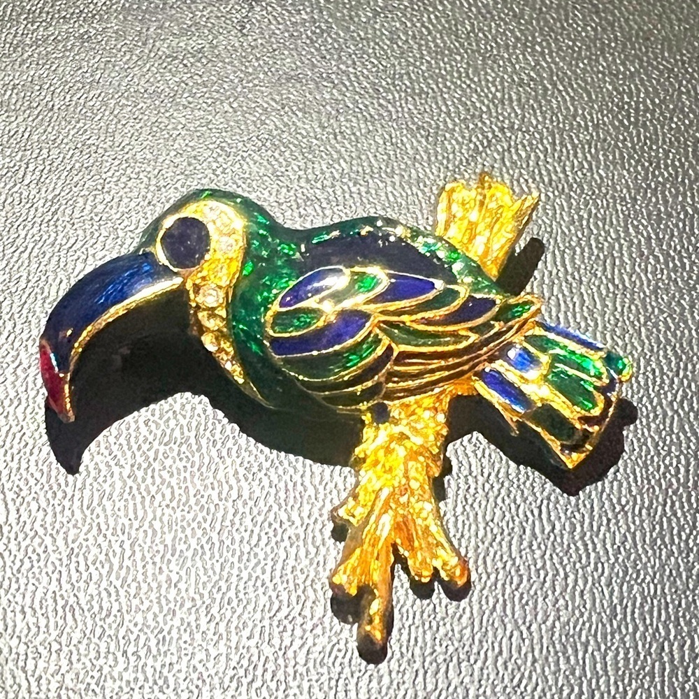 Vintage Colorful Bird Crystal Brooch - Picture 3 of 5